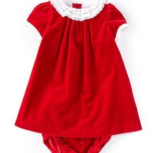 Edgehill Collection Short Sleeve Velvet Lace Babydoll Dress